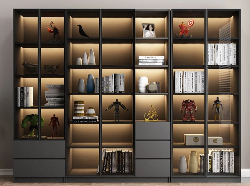 Light Luxury Bookcase Dust proof Glass Door Bookcase Bookcase Bookshelf Modern and Simple Display Handmade Cabinet