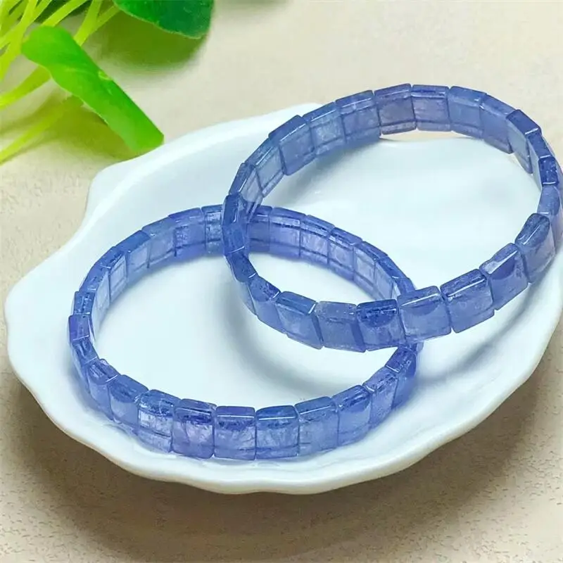 

Natural Tanzanite Bracelet Women Healing Gemstone Crystal Strand Bangles Lovers Girlfriend Jewelry Gift 1PC 7x8mm