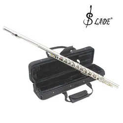 SLADE 16 Closed Open Holes C Key Professional Transverse Flute Concert Musical Instrument with Box Cleaning Cloth Stick Gloves