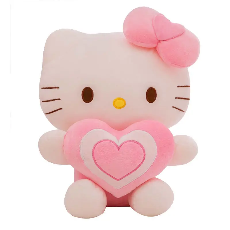 SANRIO-Peluche Hello Kitty, 60cm, chat, cœur, kawaii, animal, super mignon, chaton rose, oreiller, cadeaux pour enfants