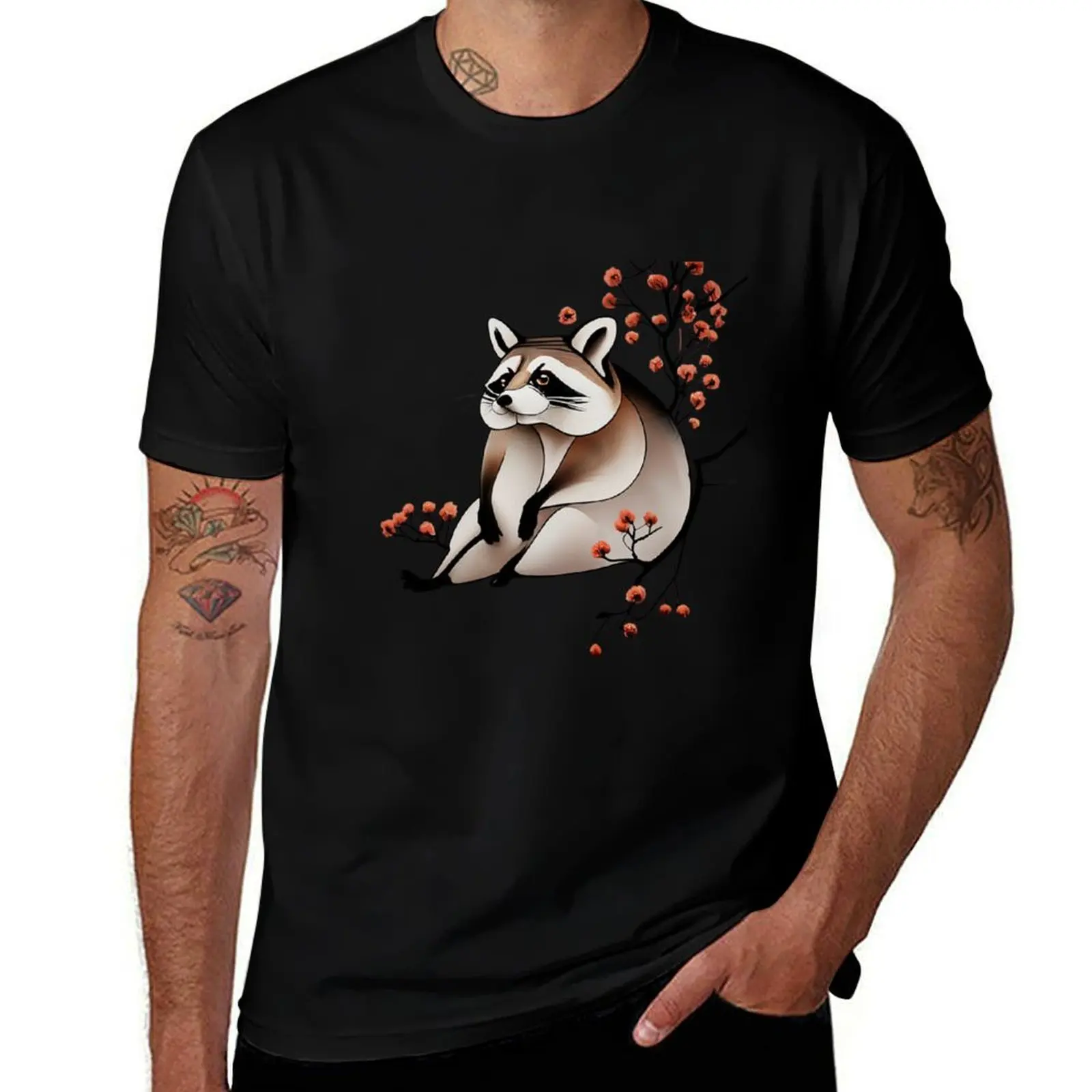 Racoon harmony T-Shirt Graphic Print Short Sleeve T-Shirt