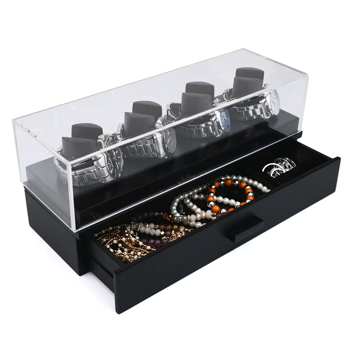 Luxury 4-Position Walnut Watch and Knife Display Box Jewelry Ring Bracelet Organizer Case Sunglasses Storage Holder A