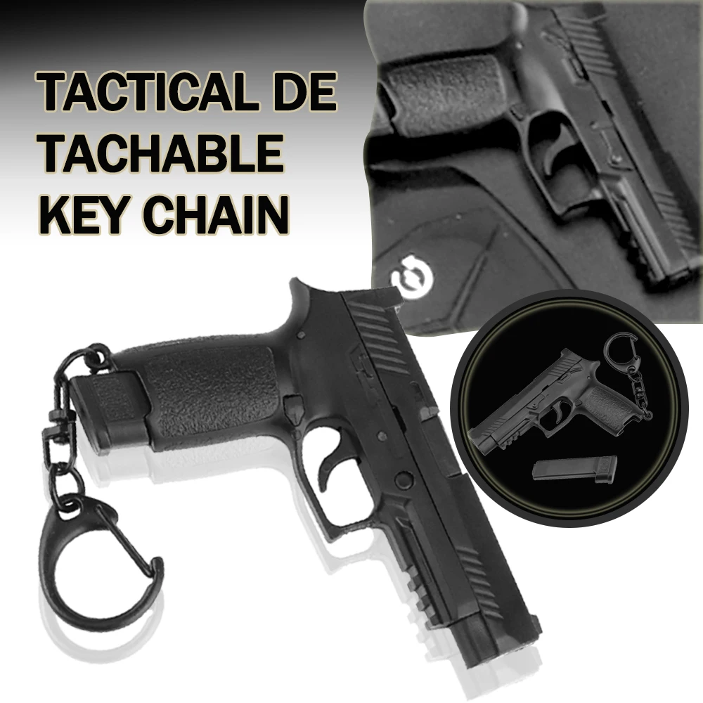 

Tactical Pistol Shape Men's Keychain Mini Portable Detachable P320 Keyring Ornaments Simulation Detachable Soldier Equipment