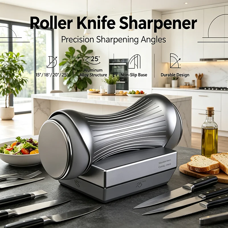 Rolling Knife Sharpener Kit Fixed Angle Diamond Sharpening System Grinding Stone Sharpening Tool for Kitchen Home and Outdoor