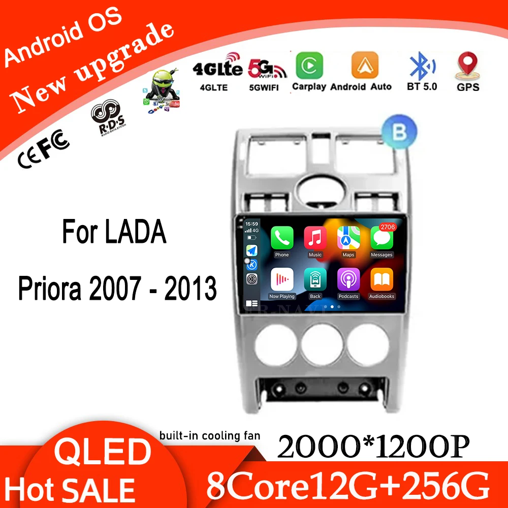 

2,5D-экран DSP для LADA Priora 2007-2013 Android 14 Автомобильный радиоприемник Мультимедийный плеер IPS QLED Экран Navi GPS Стерео Авто Видео