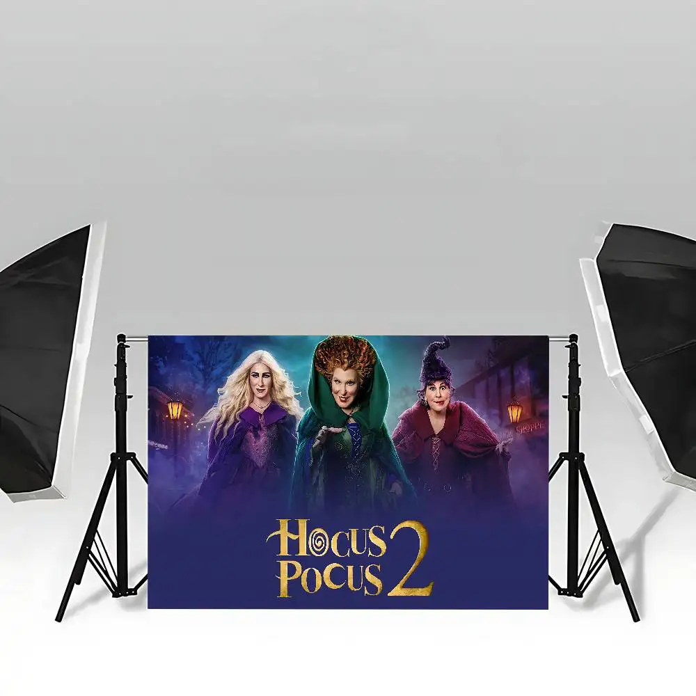 Movie H-Hocus Pocus 2 Theme Backdrop Children's Birthday Party Decorations Baby Shower Hula Girls Party Props Banner Shooting