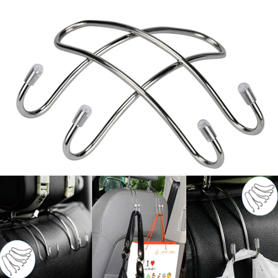 Car Front Seat Hook Stainless Steel Material Backside Bag Auxiliary Hook 3kg Max Bearing Holder