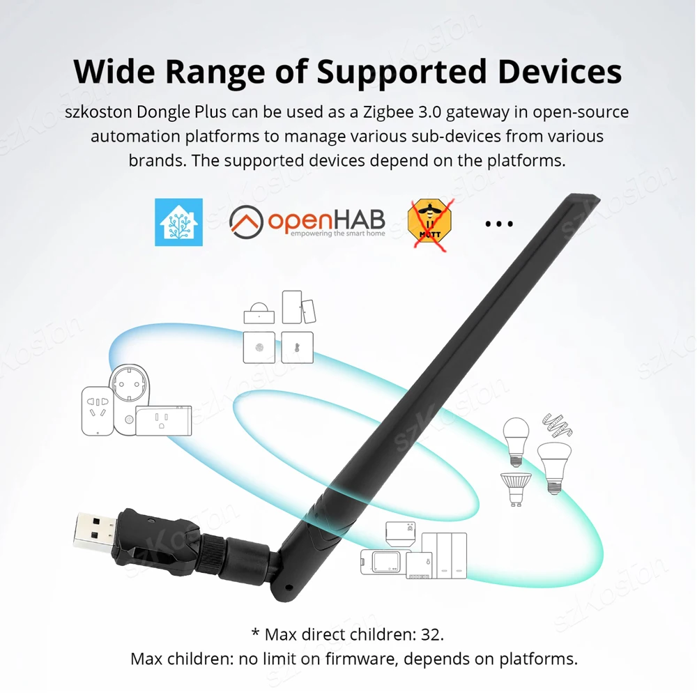 ZigBee 3.0 USB Dongle Plus-E Wireless Open Source Hub Works with Home Assistant OpenHAB ZHA USB Zigbee Gateway