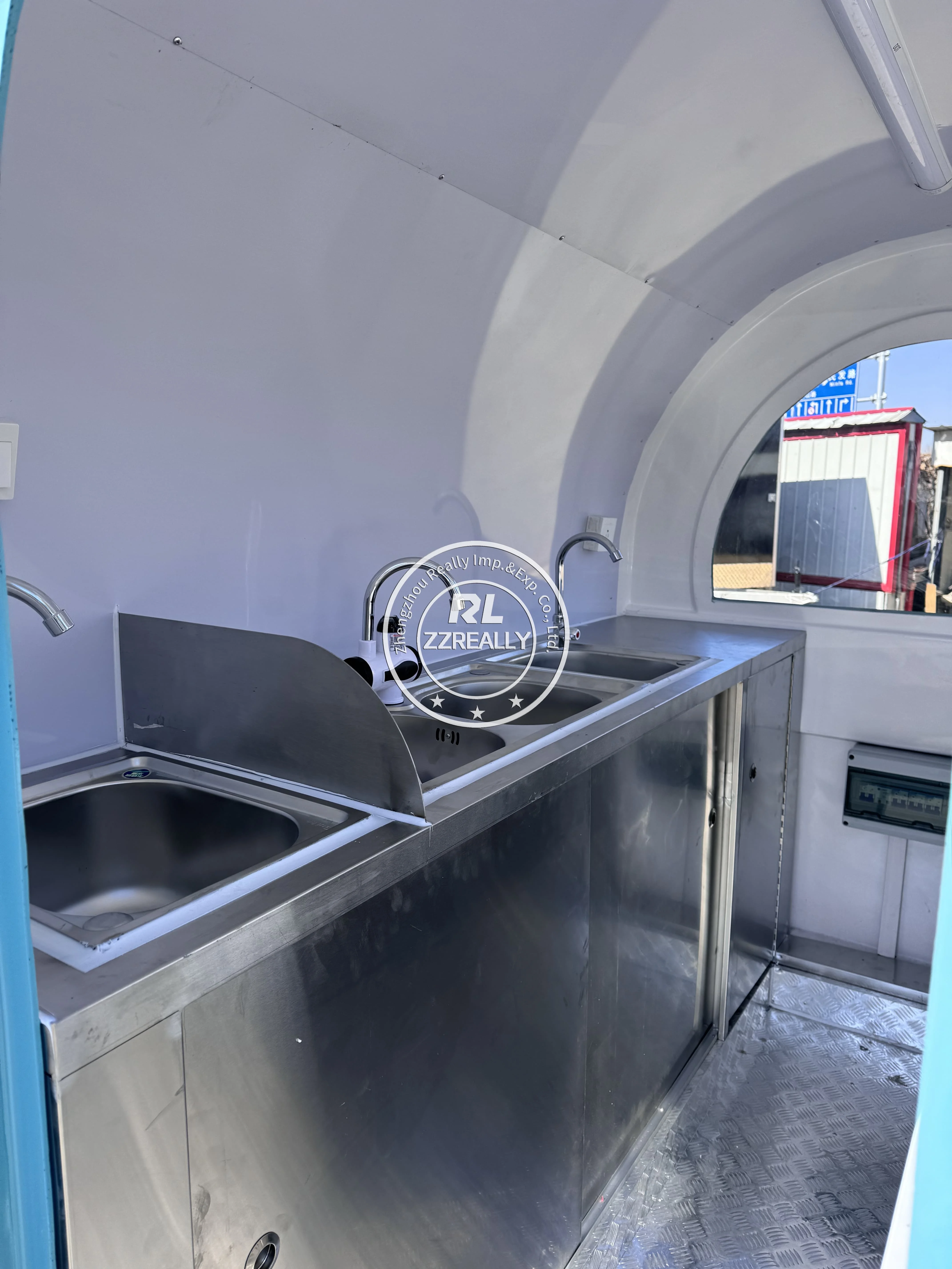 220 cm langer Straßen-Food-Wagen, rasierte Eismaschine, Food-Wagen, mobile Tralier-Food-Trucks mit Wohnmobil-Autozubehör