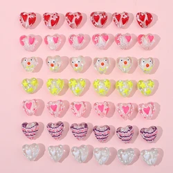 1PC minimalist hand drawn drop oil glass peach heart beads scattered beads DIY handmade bracelet necklace pendant jewelry materi