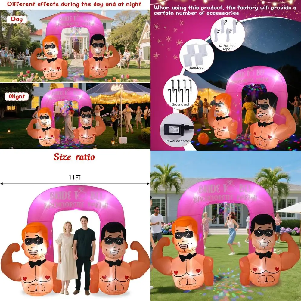 

Inflatable Muscle Arch with LED and Rotating Lights for Bachelor Party Indoor & Outdoor Decorations