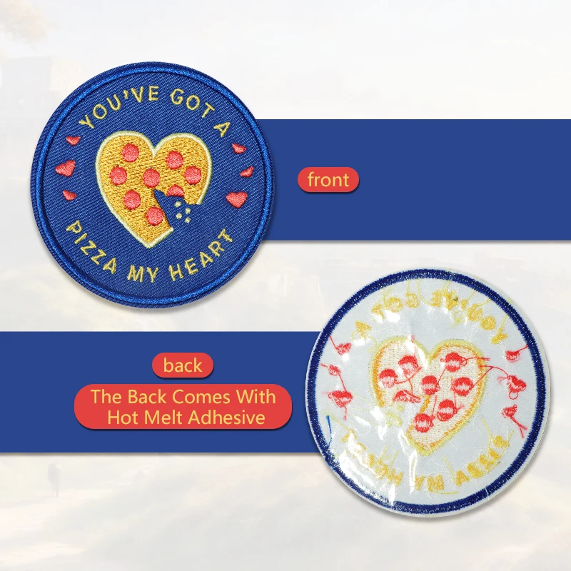 1PC Got A Pizza My Heart Funny Embroidered Patch Iron On Sew On Patches For Clothes Cap Bag Jacket DIY Gift Hot Adhesive Badge