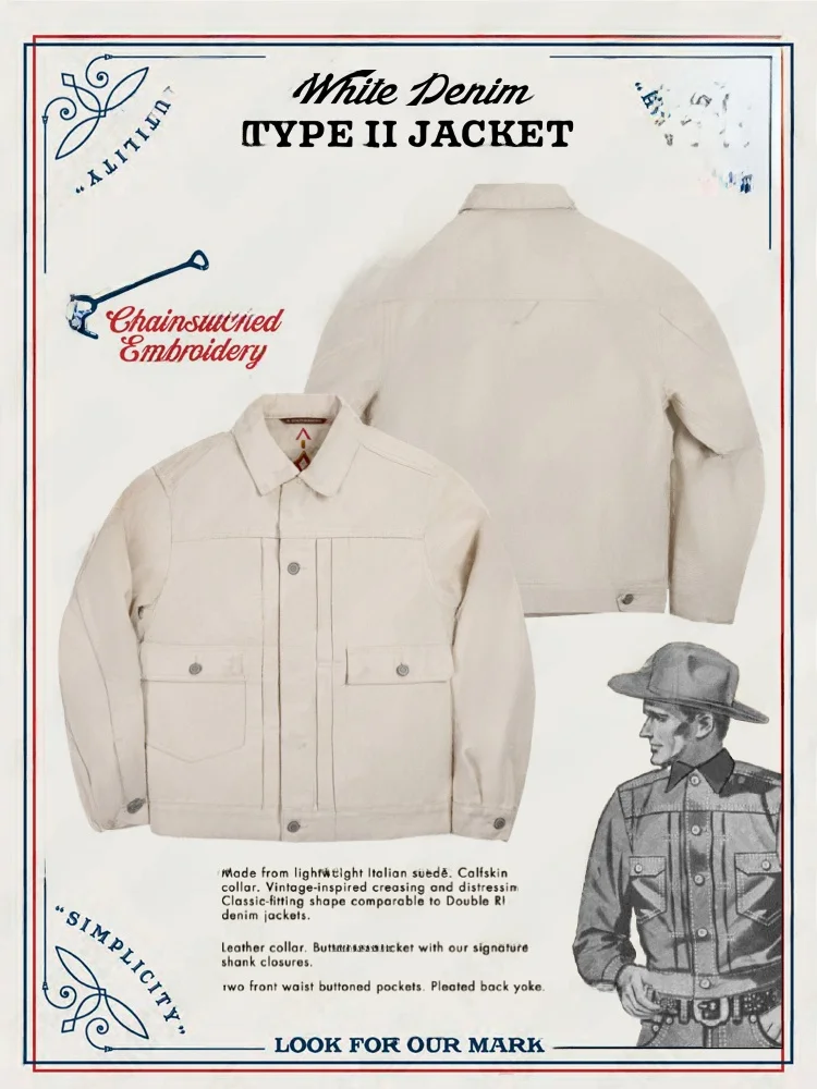 

Американская джинсовая одежда с завышенной талией в стиле ретро Jaet Sli White Bull Верхняя одежда из смеси хлопка с длинным свековым откидным воротником Multi ket Faion Urban