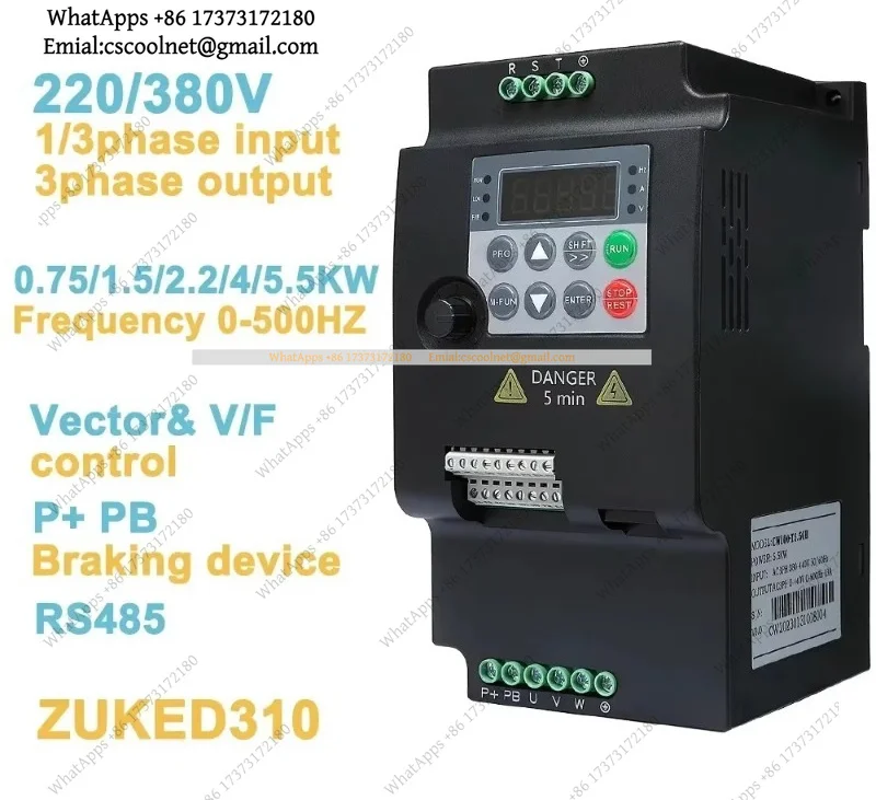 ZUKED 310 0.75-5.5kw VFD Inverter 220V 380V Input 220V 380V Output 3 Phase Motor Speed Controller Frequency Converter
