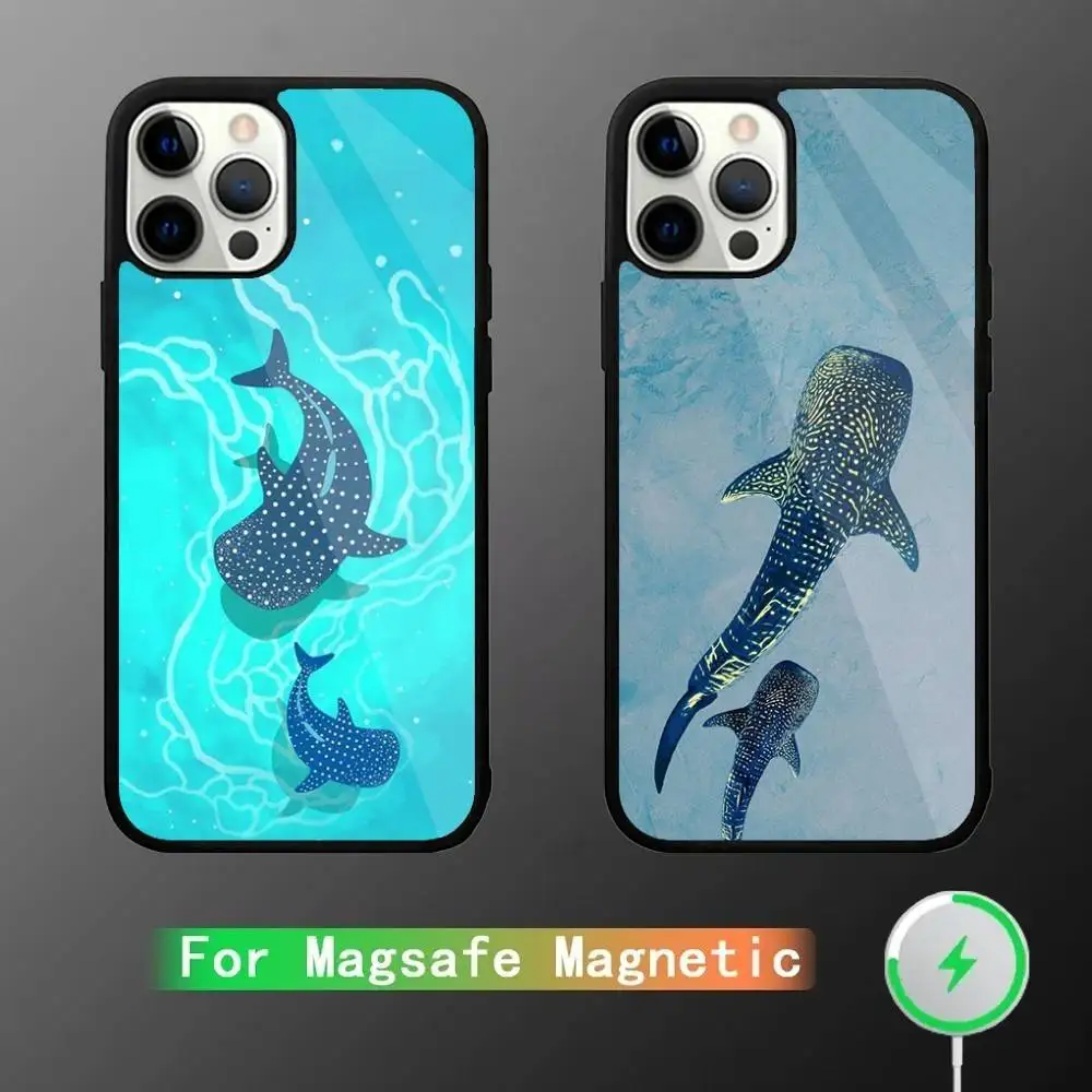 

Oceano Balena Squalo Nuoto Phone Case For iPhone 16,15,14,13,12,11,Pro,Max,Plus,Mini,SE New Magsafe Magnetic Wireless Charging