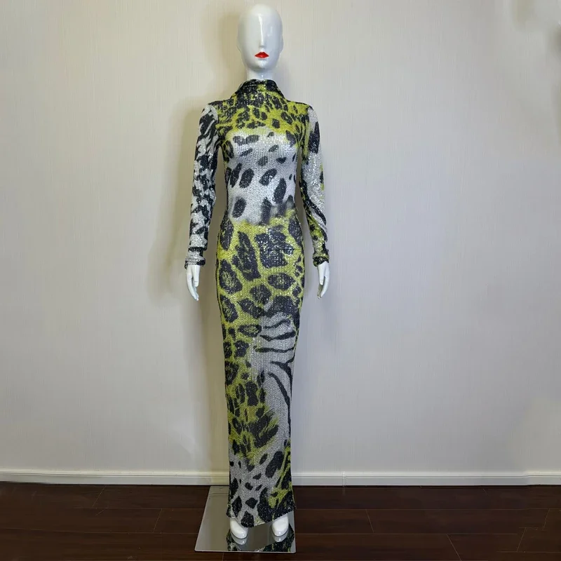 Nowa wysoka elastyczność z kapturem cekiny kamienie sukienki imprezowe kobiety piosenkarka suknia wieczorowa wybieg sceniczny kostium Gogo stroje festiwalowe ﻿