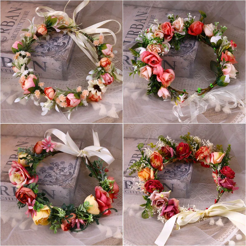 Simulated Flower Wreath Fresh Bridal Headwear Tourist Vacation Photography Girl Flower Wreath