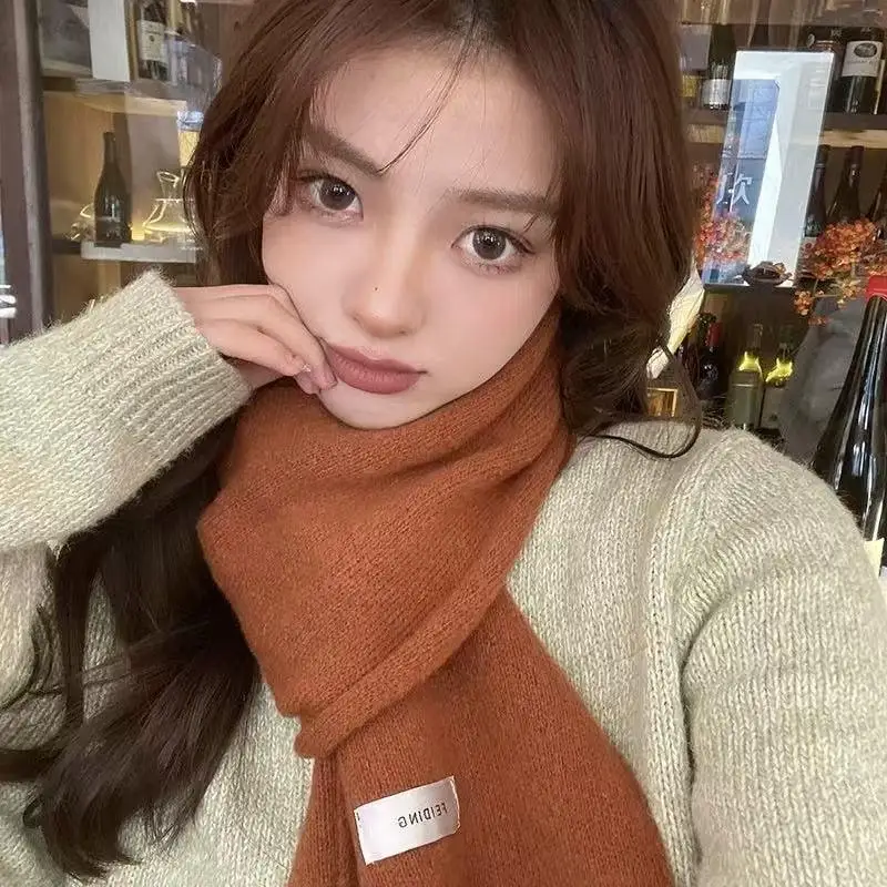 사랑스러운 단색 플러시 직조 스카프; 빙하 저항성 넥가드, 학생용 넥웨어, 스타일리시한 패션 요소, 노엘