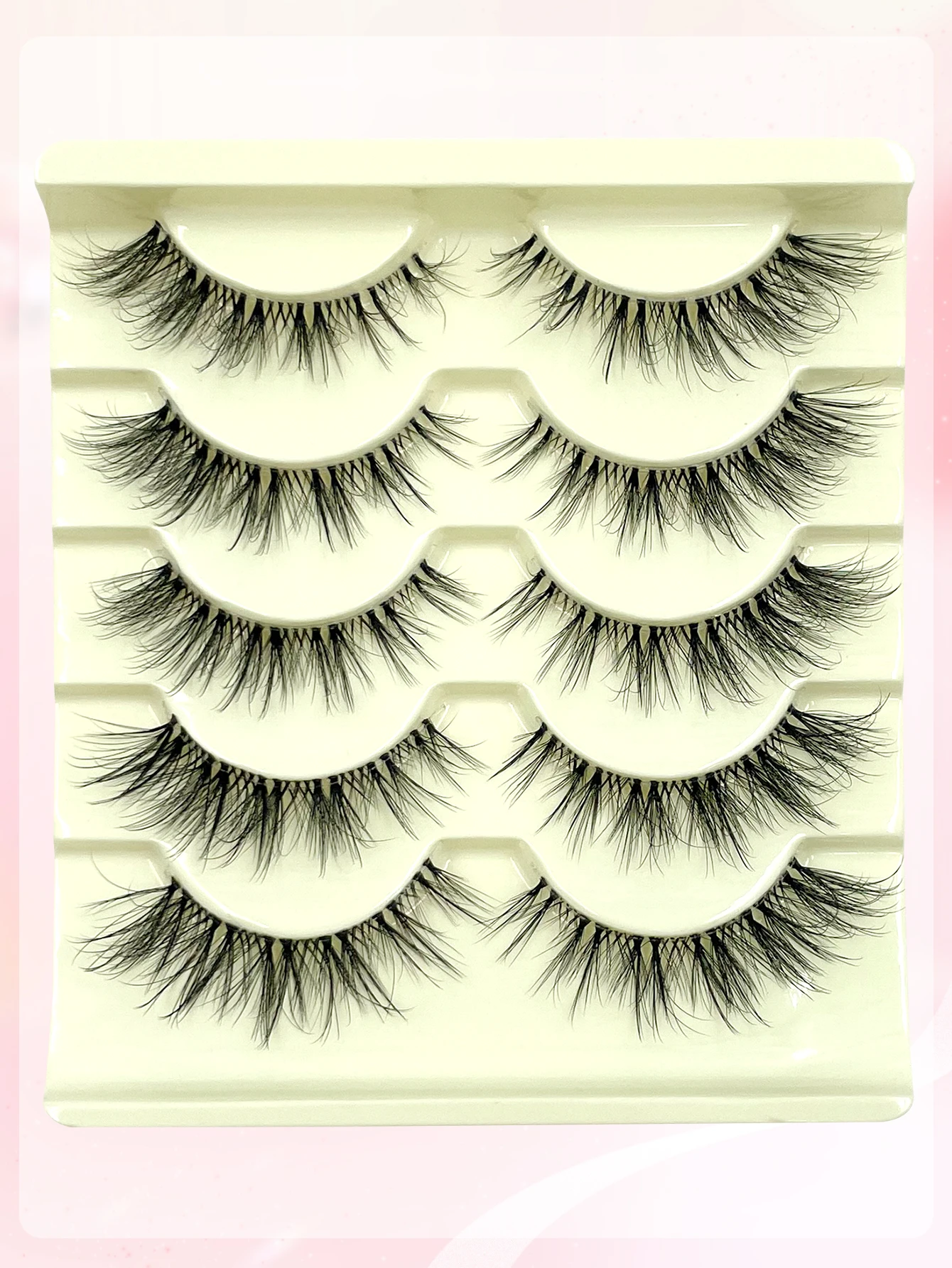 5 Paar Wimpern, natürlicher Look, zarte, kreuzförmige Wimpern, transparentes Band, 3D-Wimpern, flauschige, weiche Wimpern, Wimpernverlängerung, falsche Wimpern – Detail 4