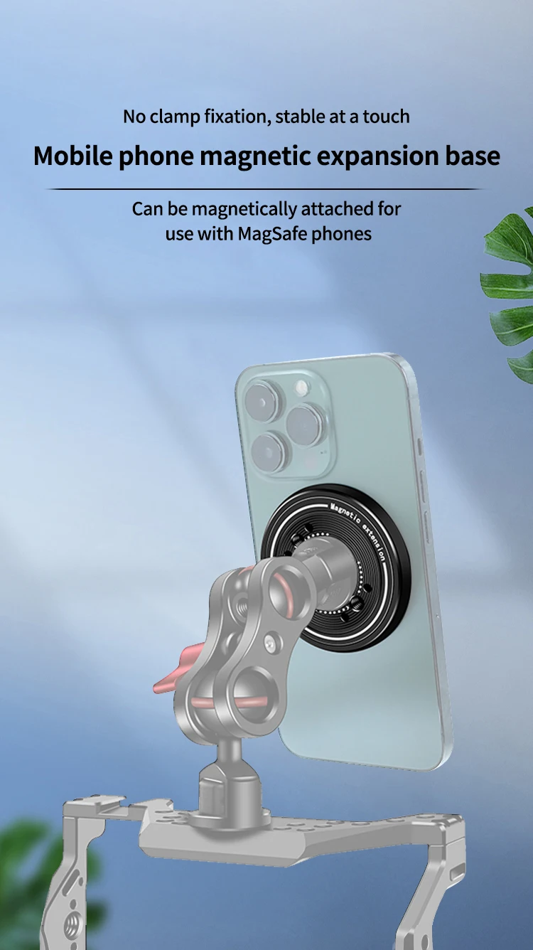 Magnetischer Handyhalter für Magsafe-Stativ mit 1/4 Arri-Positionierungslöchern für iPhone 16, 15, 14, 13, 12, Vlog-Desktop-Telefonhalterung – Detail 29