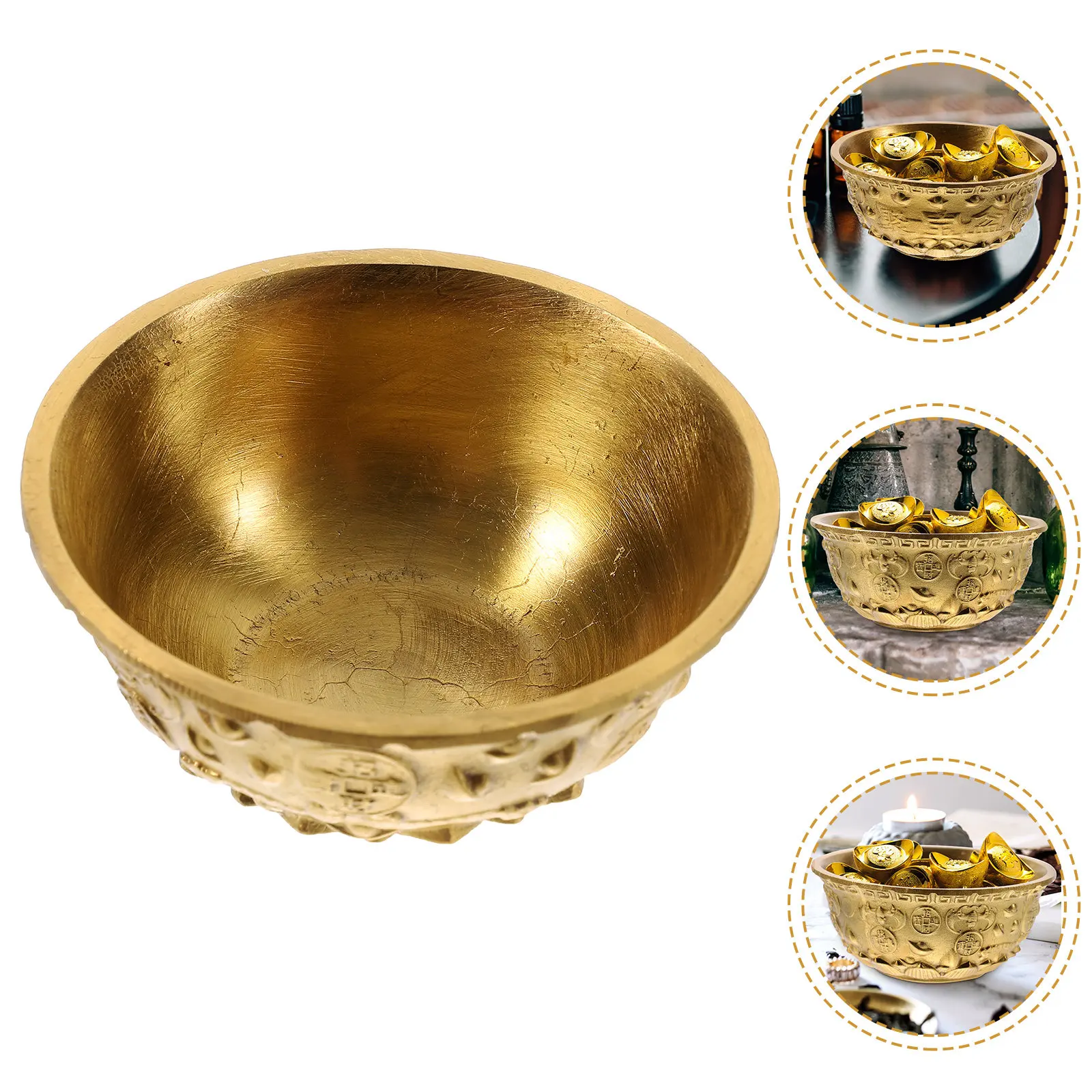 1Pcs Brass Cornucopia Bowl Creative Desktop Ornament Elegant Treasure Bowl Decoration Home Festival Gift Spring Festival Present