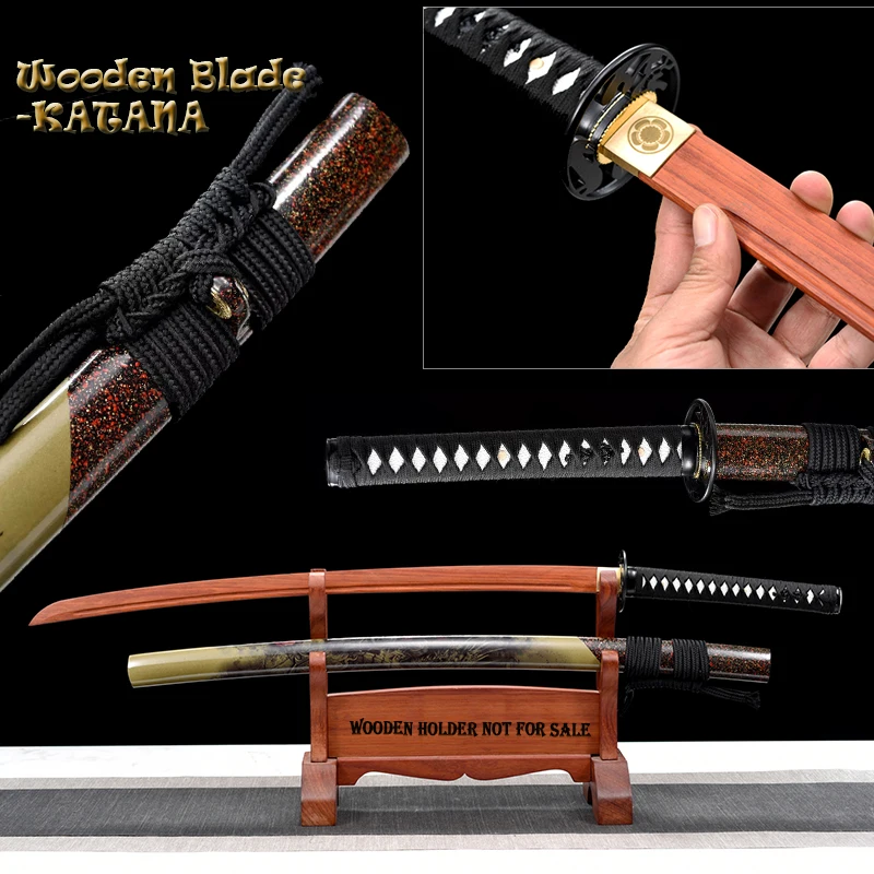

Full Size Sword, Iaito Training Sword, Samurai Katana, Wooden Saya Warrior Pattern, Wooden Sword, Type P, Decor,Metal Fittings
