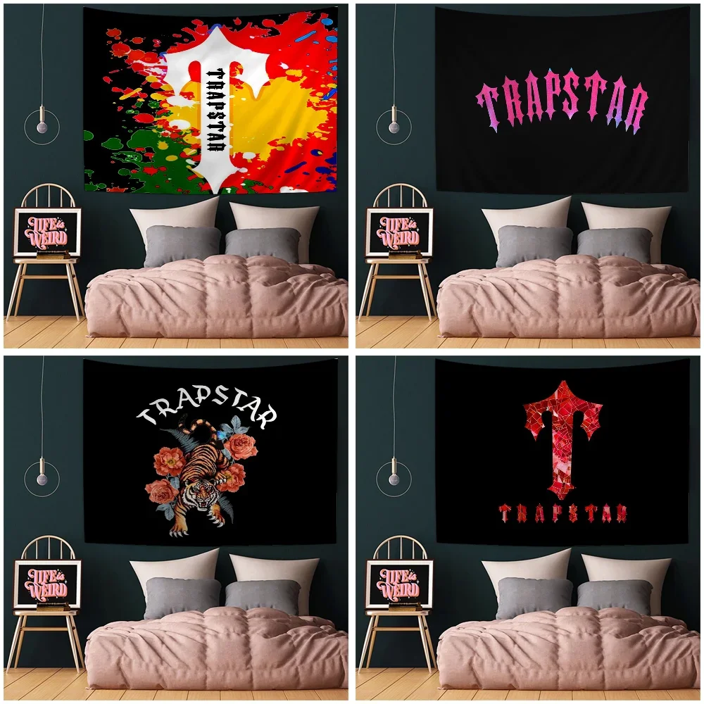 Fashion Trapstar Logo Printed Large Wall Tapestry Hanging Tarot Hippie Wall Rugs Dorm Home Decor