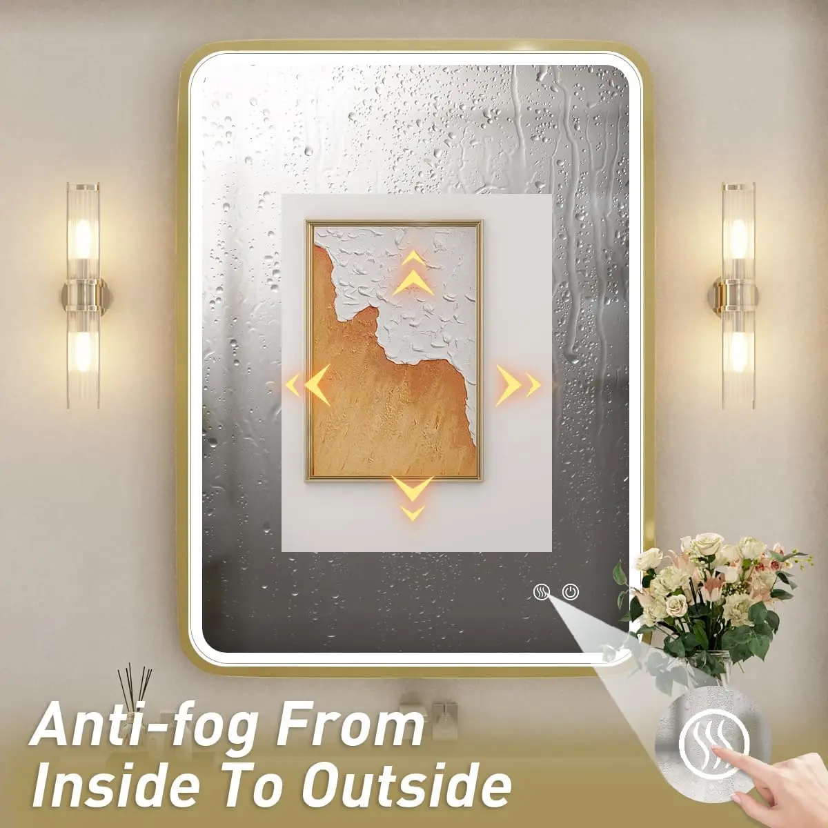 Miroir de courtoisie 4.2 par LED, miroir mural avec lumières, 28x36 pouces