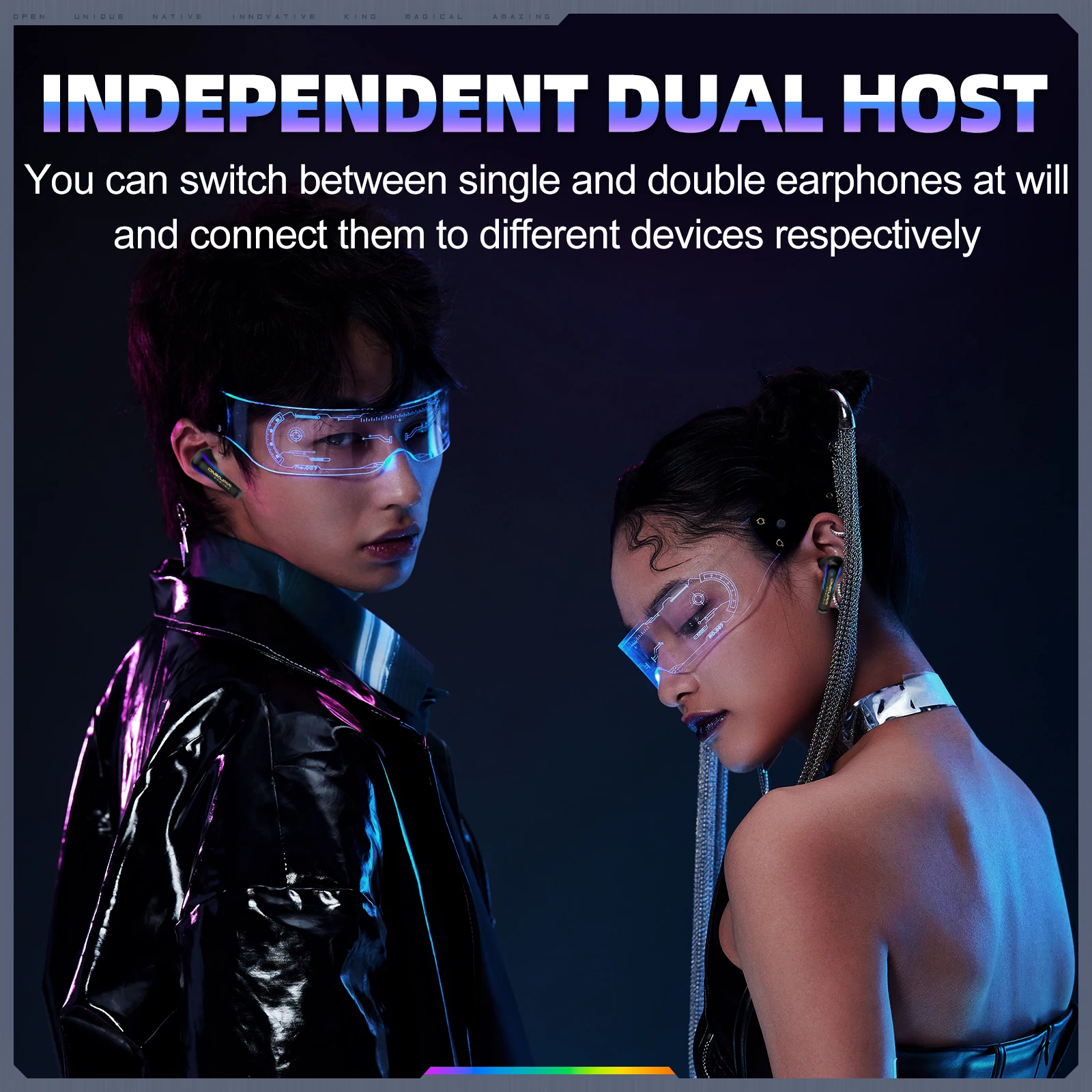 سماعات أذن لاسلكية ثنائية الوضع ، تحكم باللمس ، زمن استجابة منخفض ، سماعة رأس ستيريو للألعاب ، اتصال مستقل #4