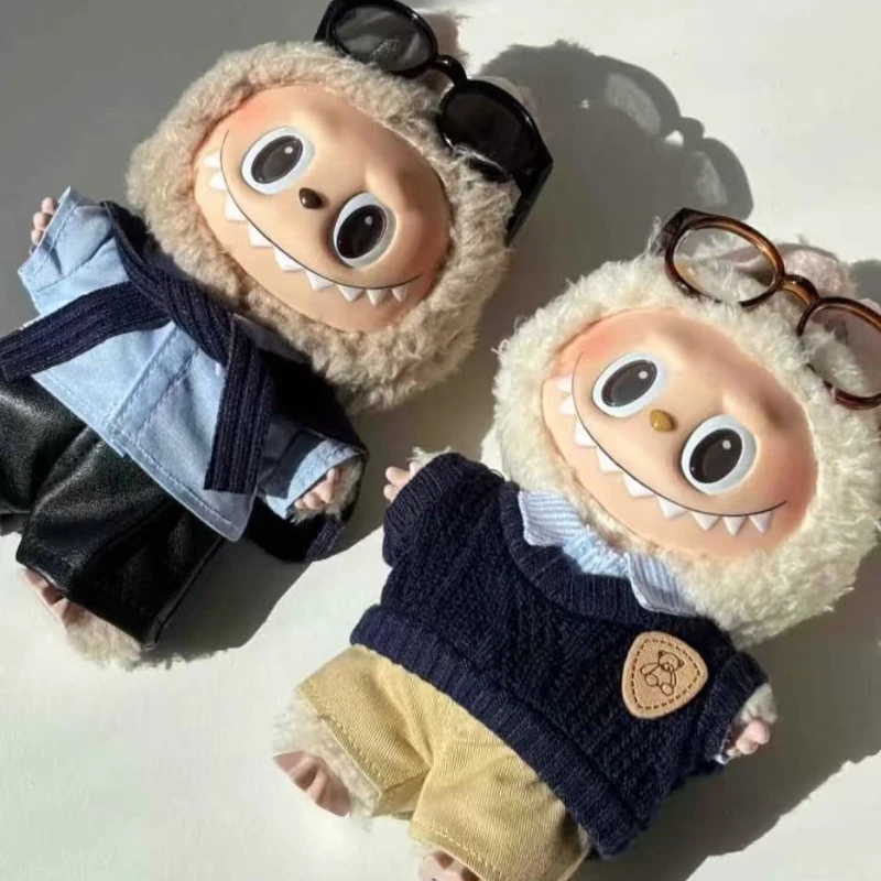 17 سنتيمتر دمية قطيفة صغيرة الزي اكسسوارات لكوريا Kpop Exo Labubu المعبود بدلة سفر سترة الملابس هدية