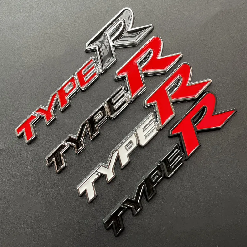 3D Metal Type R Logo Letters Car Trunk Emblem Badge Decal For Honda City Hrv Accord Civic EP3 Mugen Fit TypeR Sticker Accessorie