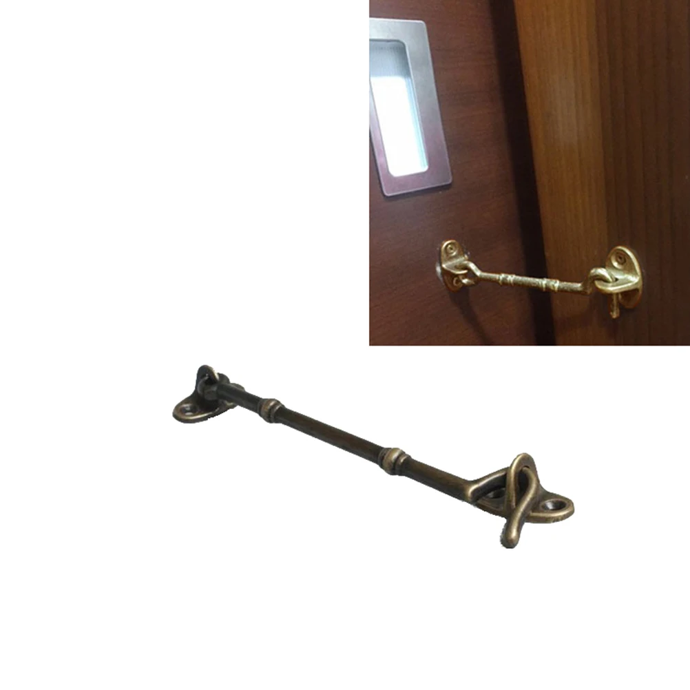 

12Cm Vintage Brass Cabin Hook Retro Window Door Hook For Cabinet Glass Durable Sturdy Screws Included Hardware Fastener