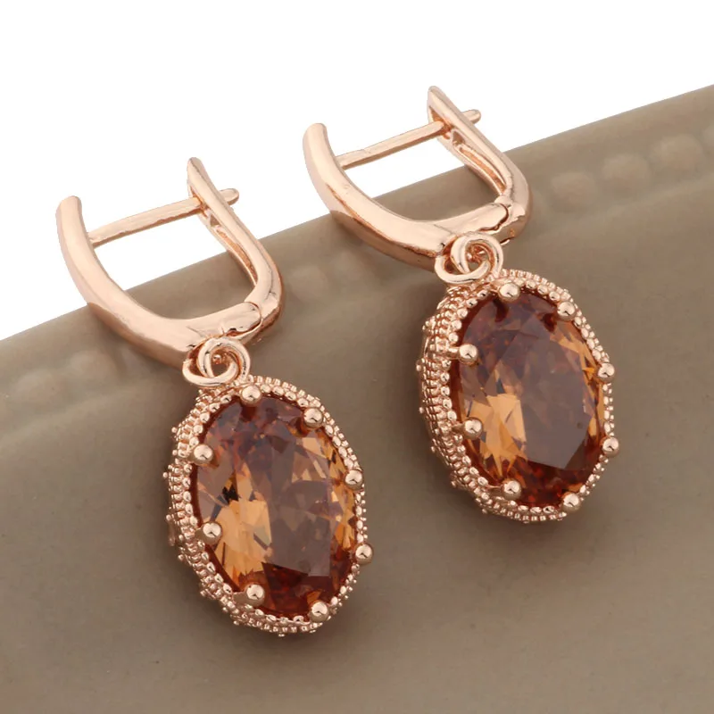 Classic 585 Rose Gold Color Hanging Earrings for Women Luxury Quality Jewelry Fashion 2023 Woman Daily Jewelry