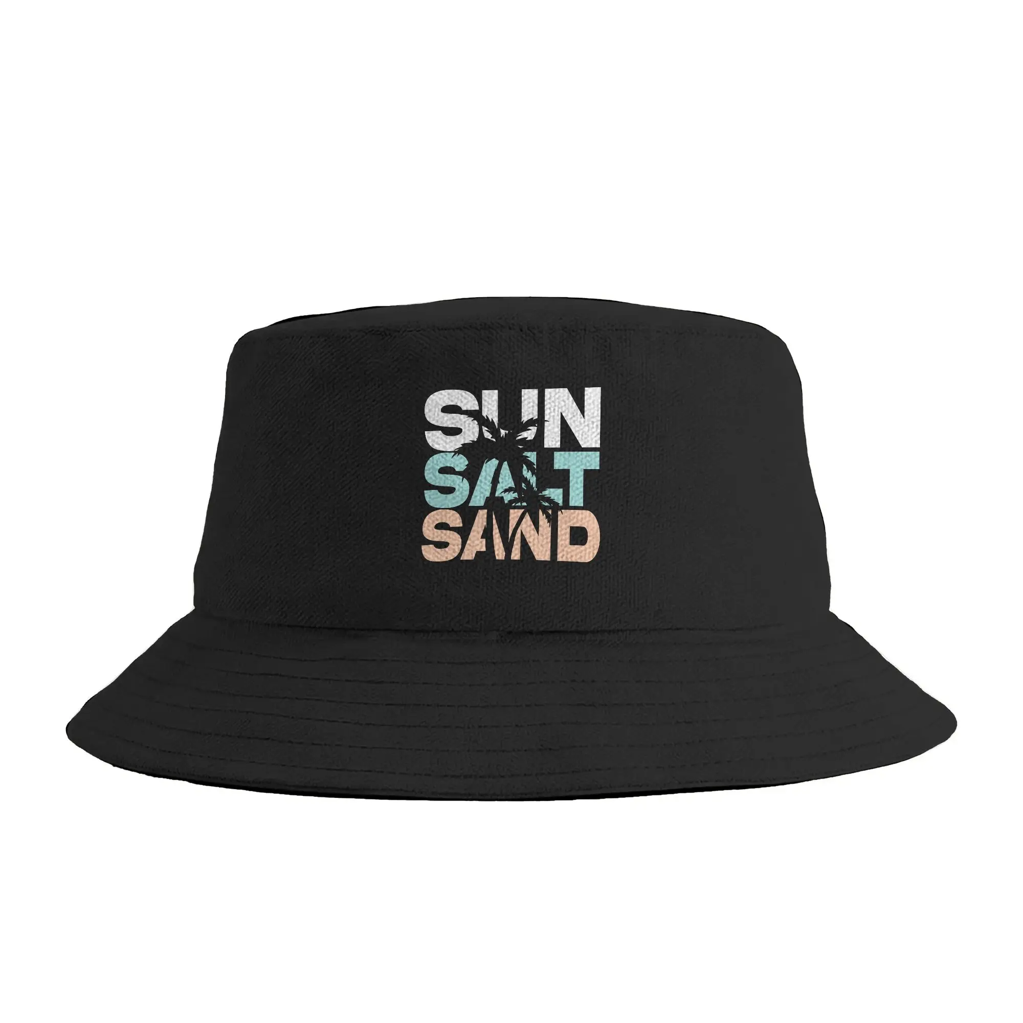 Unisex Sun Salt Sand Summer Retro Colourful Happy Holiday Palm Trees Bucket Hat  Personality Fisherman Hats Summer Vacation Caps