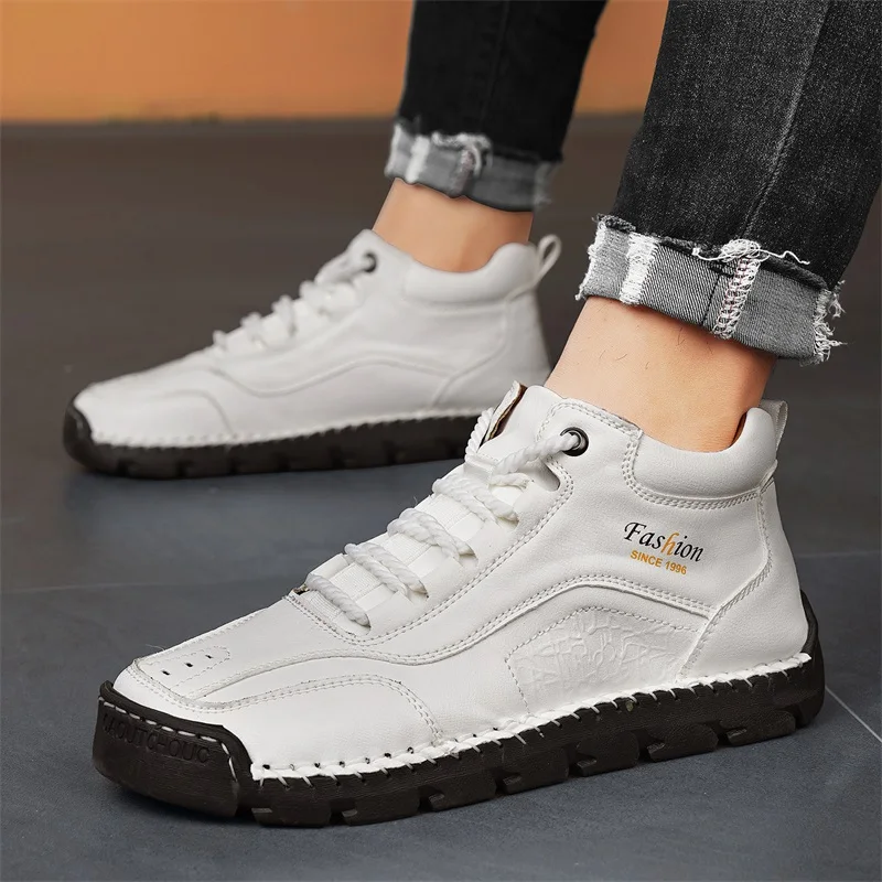 

Men's mid-top casual shoes, simple and fashionable sports shoes, outdoor hiking boots, comfortable and breathable rubber soles