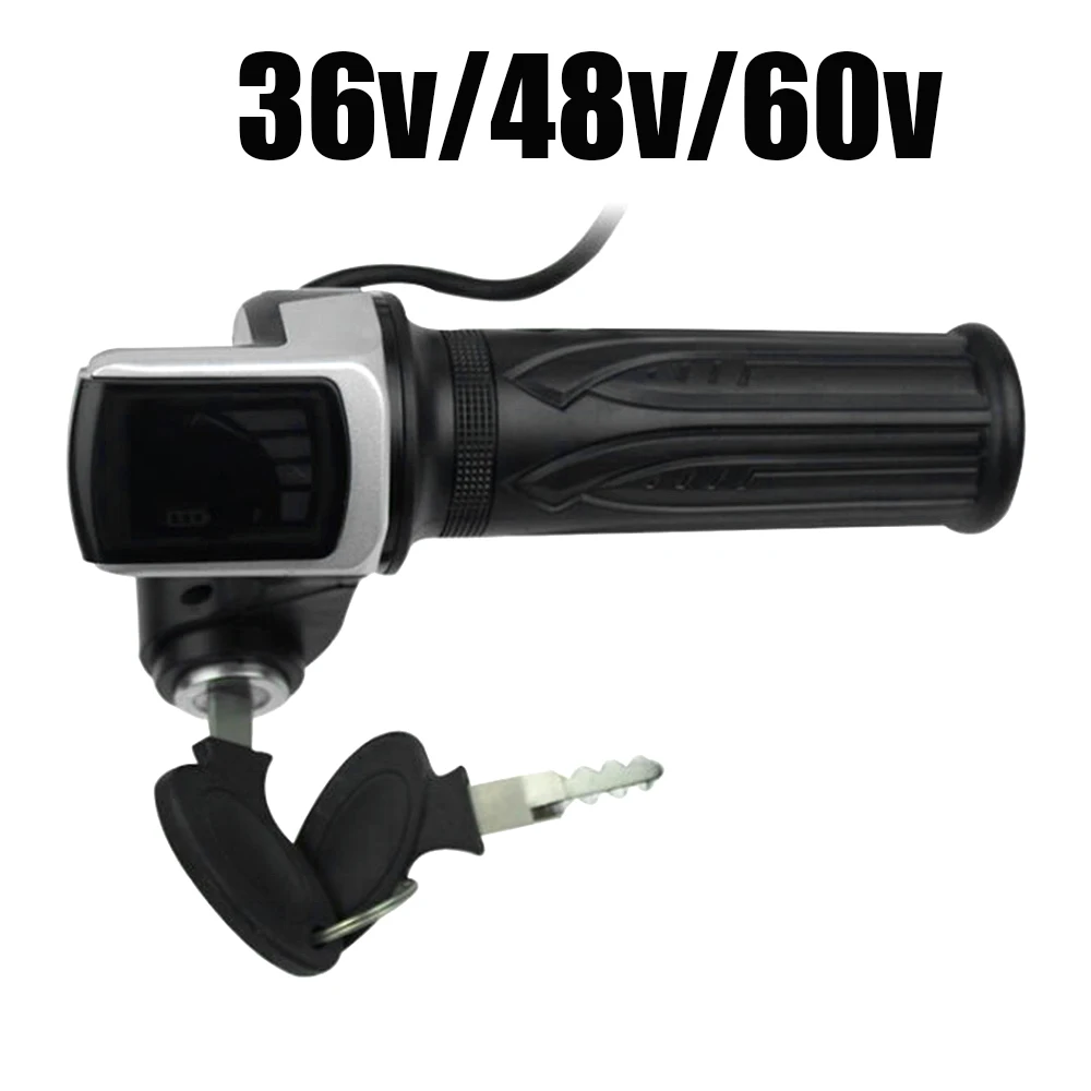 36V 48V 60V Electric Bike Throttle Grip Electric Scooter Battery Voltage Indicator Power Key Locker Accelerator Lock Power