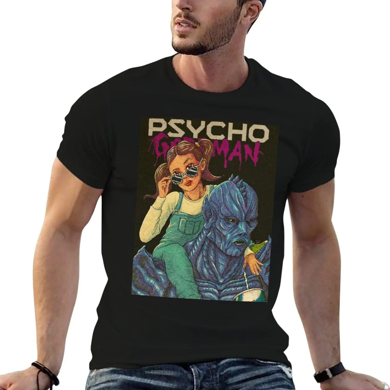 Camiseta con ilustración de cómic en tono medio Psycho Goreman & Mimi Grungy, camisetas para hombre, camiseta de algodón, camiseta para hombre