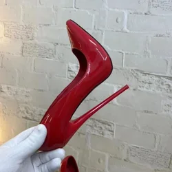 Red Slip On Cut Out Shallow Pumps Thin High Heel Pointed Toe Fashionable Sexy Cool Western Summer Woman Shoes Zapatillas Mujer