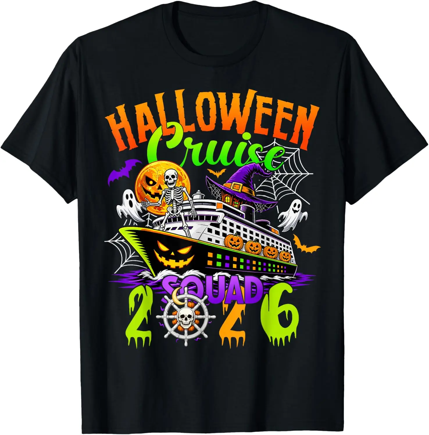 Halloween Squad 2026 Vacation Matching Family Cruise T-Shirt Premium heavyweight pure cotton—stylish, versatile, and unisex; a perfect Christmas gift suitable for year-round wear.
