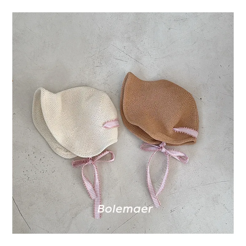 

2025 Summer Girls Bucket Hat Sun UV Protection Girls Fisherman Cap Hollow Thin Breathable Beach Hat Girls' Vacation Hat