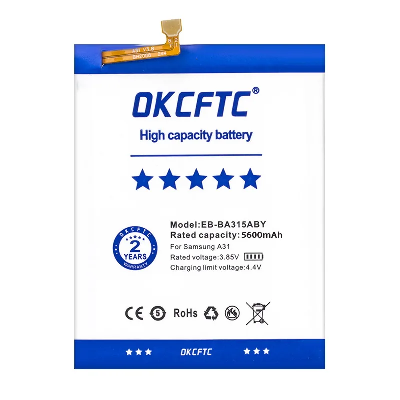 OKCFTC Orginal EB-BA315ABY 5900mAh Battery For Samsung Galaxy A31 2020 Edition SM-A315F/DS SM-A315G/DS Batteries+Tools Send gift