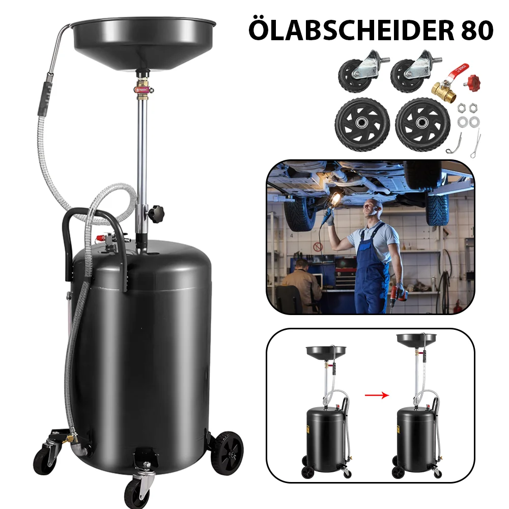 Serbatoio di scarico dell'olio esausto da 80 litri Scolapiatti ad aria con tubo di livello dell'olio per il serbatoio di scarico dell'olio di drenaggio del trasferimento di combustibile fluido