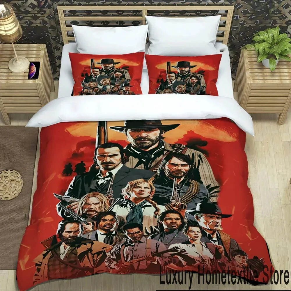 Game Red Dead Redemption Bedding Set,Duvet Cover Comforter Bed Set Quilt Cover Pillowcase,King Queen Twin Size Boys Girls Adults