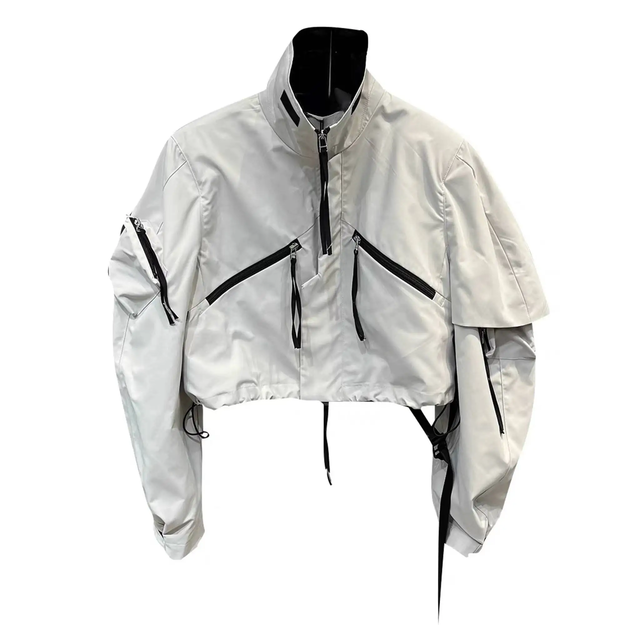 Unsiex Short Jacket 2026 Autumn New Women Gray Stand Collar Cropped Coat Thin Windproof Baseball Jacket Casual Outerwear Coat