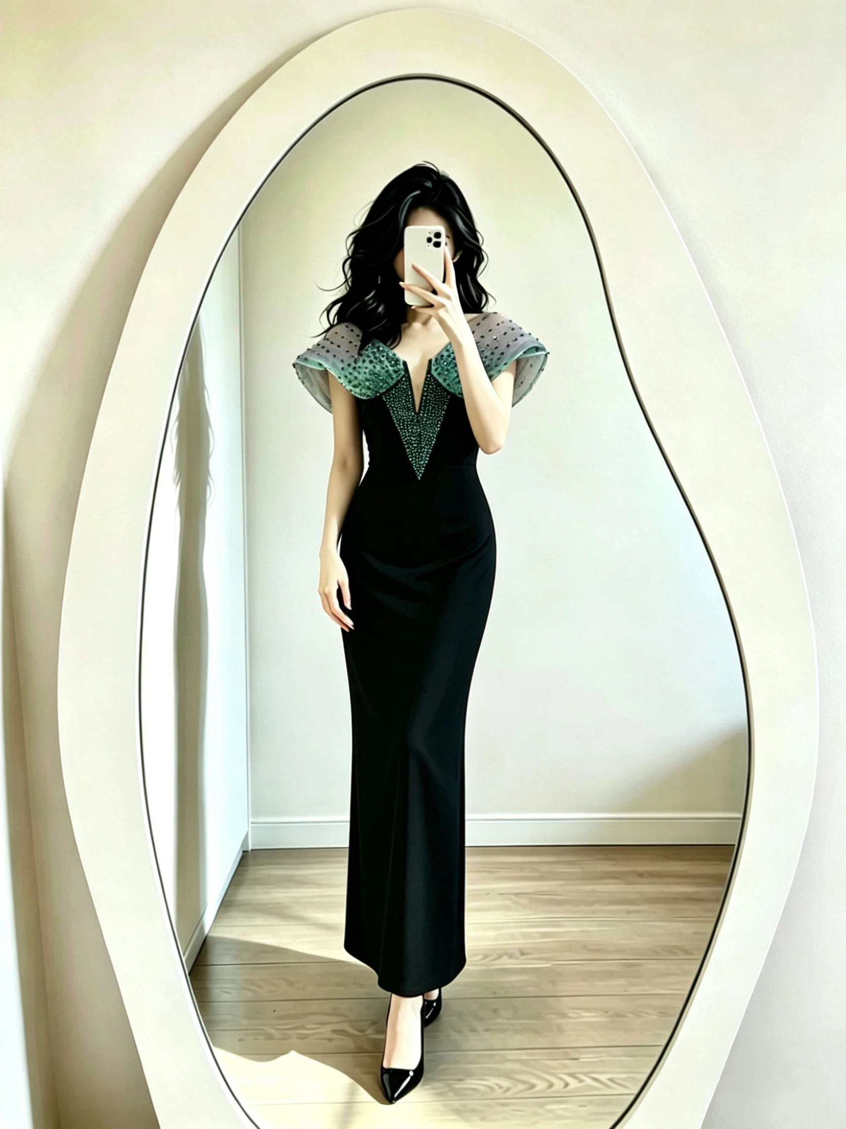 Elegant Beaded Mesh Wrap Dress V-Neck High Waist Slimming Long Evening Gown Fashionable Trendy One Step Skirt Wedding Gift