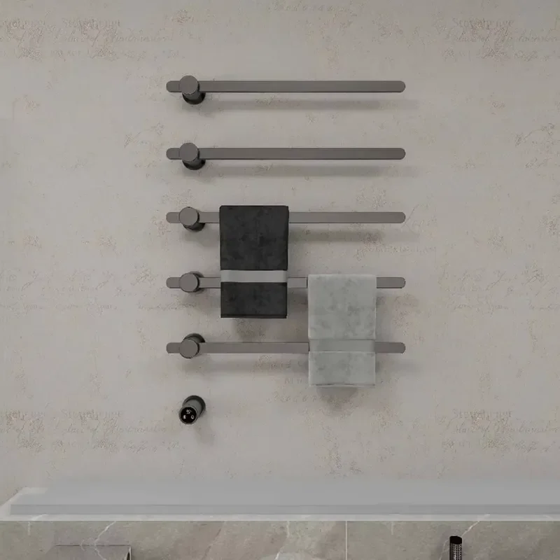 Electric Towel Warmer Wall Mounted Aluminum Alloy Heated Rail for Bathroom 110V 120V Plug in Luxury Heating Bar Dryer Rack