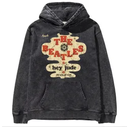 Autumn fashion street high quality fashion brand Beatles The Beatles Europe Vintage vintage punk rock washed cotton hoodie