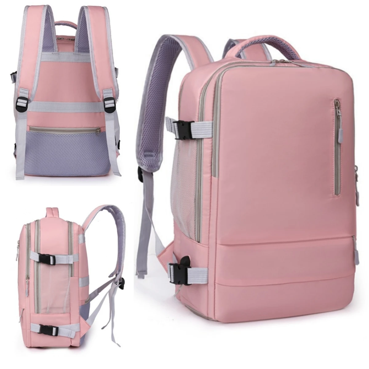 Mochila de viaje para mujer, mochila repelente al agua para adolescentes, mochila escolar para ordenador portátil con carga USB y correa para equipaje, mochila informal