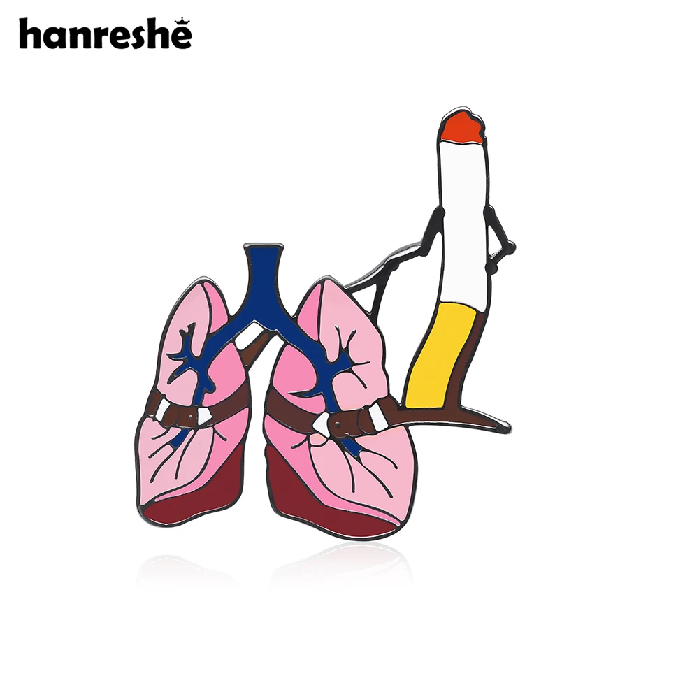 Hanreshe Funny Lung Enamel Pin Medical Smoking Cessation Advocacy Brooch Creative Backpack Lapel Badge Jewelry Accessories Gift