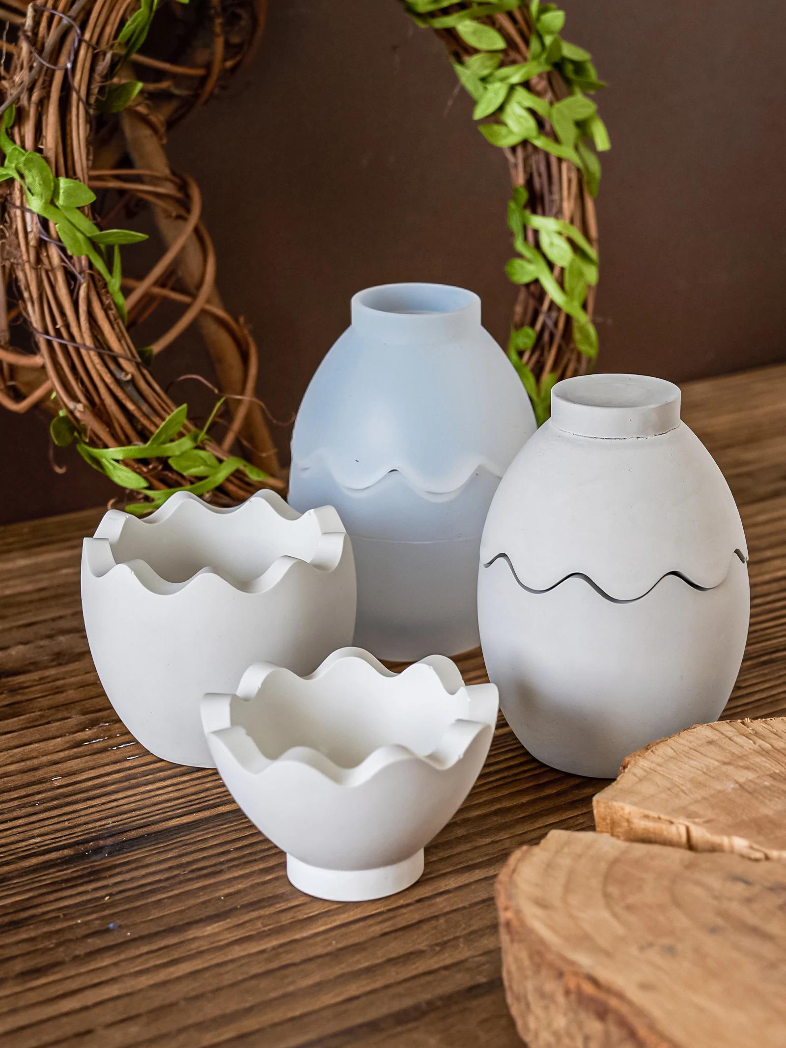 DIY Egg Shape Candle Jar Silicone Mold With Lid Egg Jewelry Storage Box Gypsum Concrete Mini Flowerpot Resin Molds Home Decor